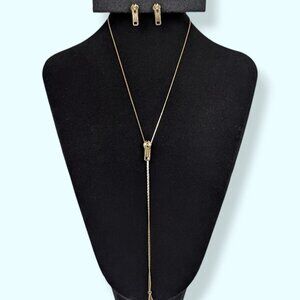 Vintage Metal Zipper Bolo Demi Parure